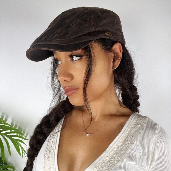 Vintage Stetson Brown Unisex Retro Classy Preppy Cotton Newsboy Flat Cap / Large - Picture 2 of 7